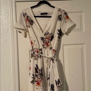Floral faux wrap dress